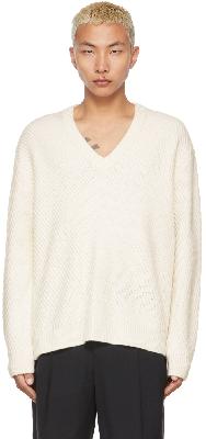 Solid Homme Off-White Wool V-Neck Sweater