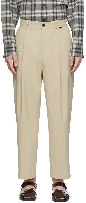 Solid Homme Beige Polyester Trousers