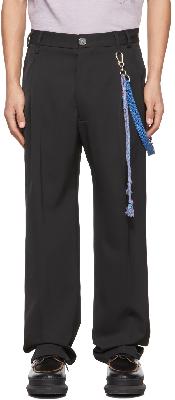 Song for the Mute Black & Blue Loose Pleated Lanyard Trousers