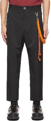 Song for the Mute Black & Orange Tapered Pleated Lanyard Trousers