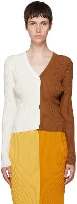 Staud White & Brown Cargo Sweater
