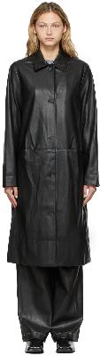 Staud Black Faux-Leather Maura Coat