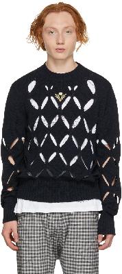 Stefan Cooke Navy Diamond Slashed Sweater