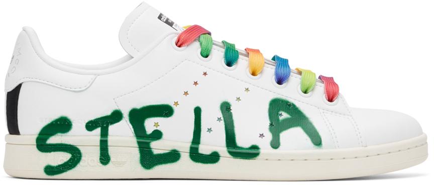 Stella McCartney White & Green Ed Curtis Edition Stan Smith Low Sneakers