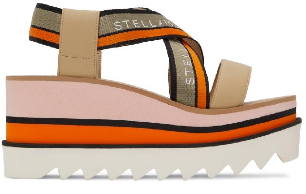 Stella McCartney Beige & Orange Sneakelyse Platform Sandals