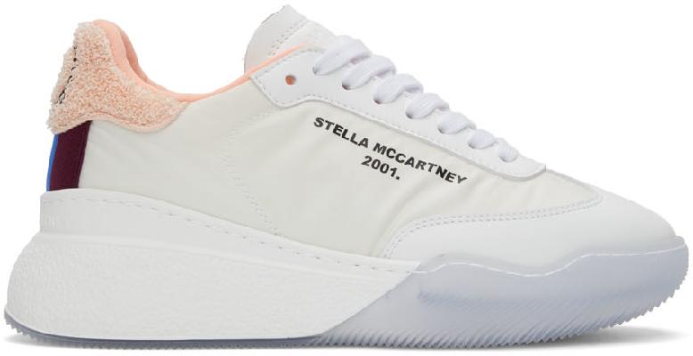 Stella McCartney White & Pink Terrycloth Loop Sneakers