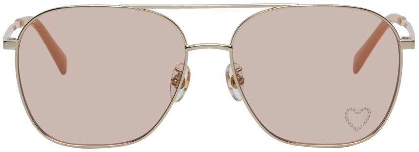 Stella McCartney Gold & Pink Aviator Sunglasses