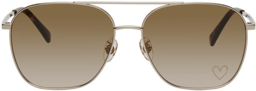 Stella McCartney Gold & Brown Aviator Sunglasses