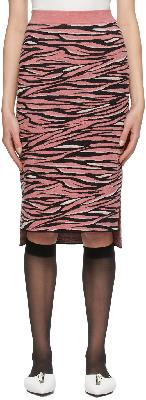Stella McCartney Pink & Black Animal Pattern Mid-Length Skirt