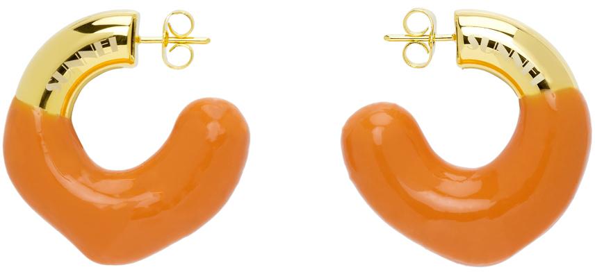 Sunnei SSENSE Exclusive Gold & Orange Rubberized Earrings