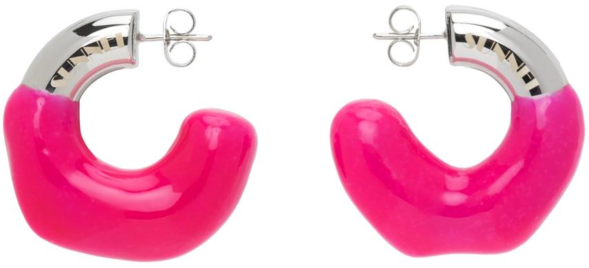 Sunnei Silver & Pink Rubberized Earrings