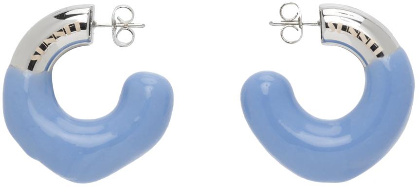 Sunnei Silver & Blue Rubberized Earrings