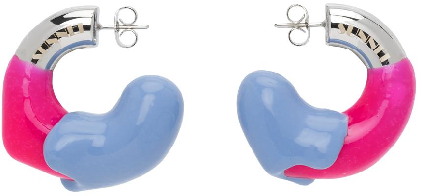 Sunnei Pink & Blue Rubberized Earrings
