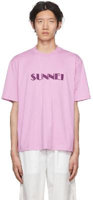 Sunnei Purple Embroidered T-Shirt