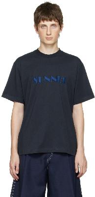 Sunnei Navy Logo T-Shirt