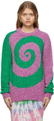 The Elder Statesman Pink & Green Swirled Sweater