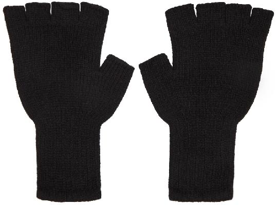 The Elder Statesman SSENSE Exclusive Black Fingerless Gloves