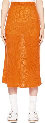 The Elder Statesman Orange Cashmere Side Slit Skirt