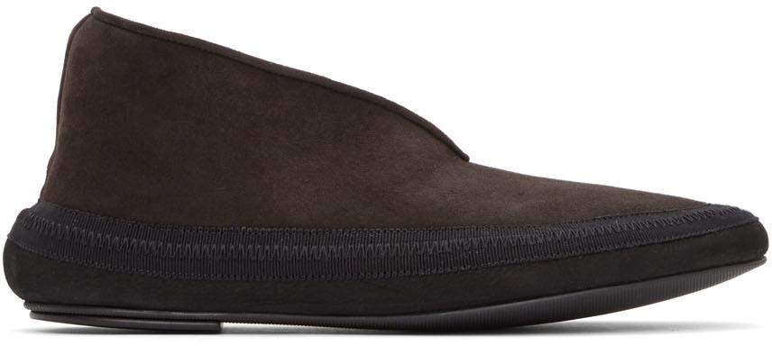 The Row Brown Shearling Fairy Loafers