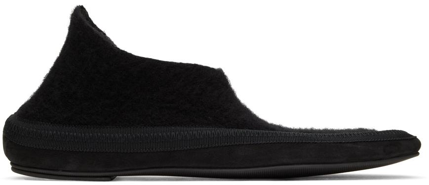 The Row Black Cashmere Fairy Loafers