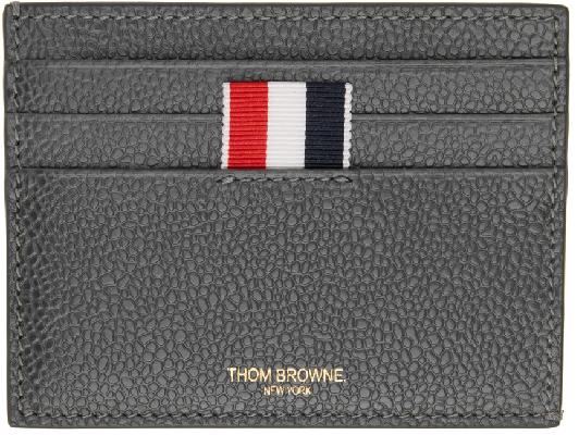 Thom Browne Grey Leather Card Holder