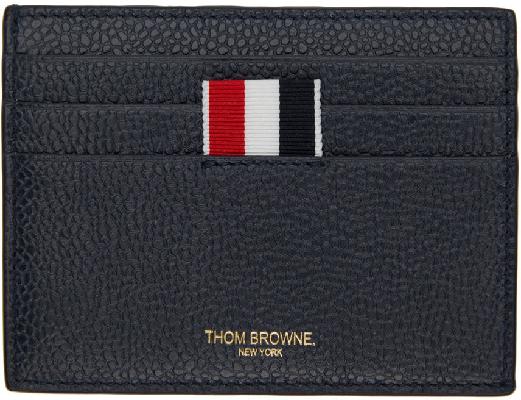 Thom Browne Navy 4-Bar Card Holder