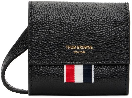 Thom Browne Black Leather Pouch