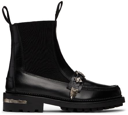 Toga Pulla Black Leather Chelsea Ankle Boots