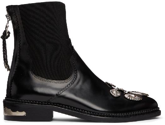 Toga Pulla Black Polido Ankle Boots