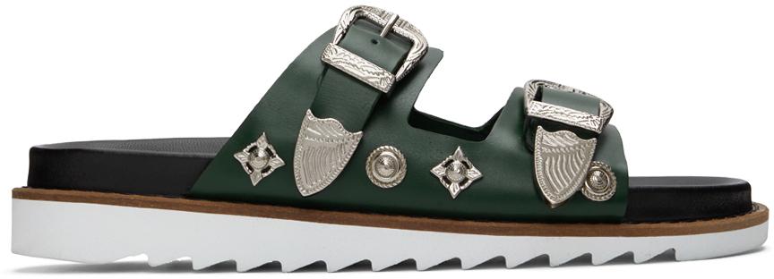 Toga Pulla Green Double Buckle Charms Sandals