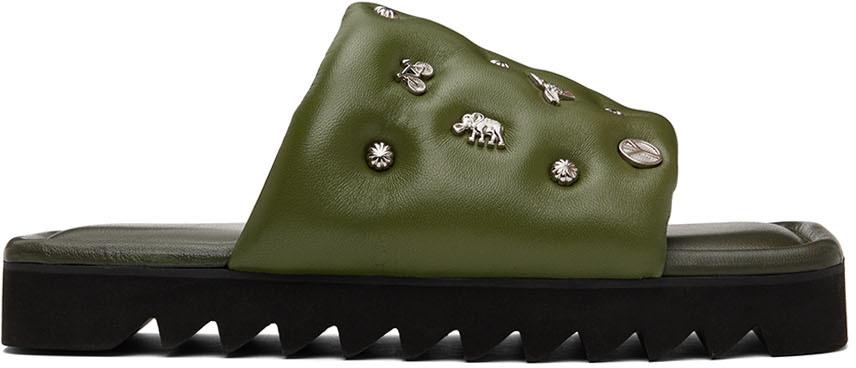 Toga Virilis Green Leather Sandals