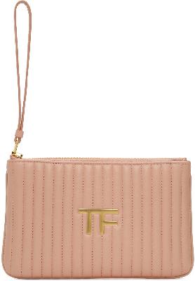 TOM FORD Pink Quilted Leather 'TF' Pouch