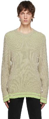 Tom Wood Off-White & Green Cotton Sweater