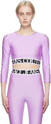 Versace Jeans Couture Purple Shiny Cropped Long Sleeve T-Shirt