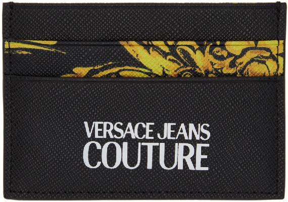 Versace Jeans Couture Black & Yellow Regalia Baroque Card Holder