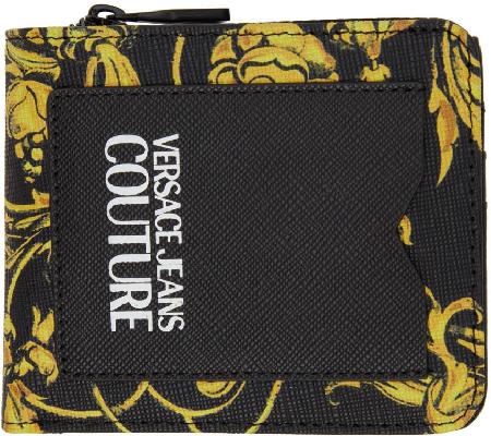 Versace Jeans Couture Black & Yellow Regalia Baroque Zip Wallet