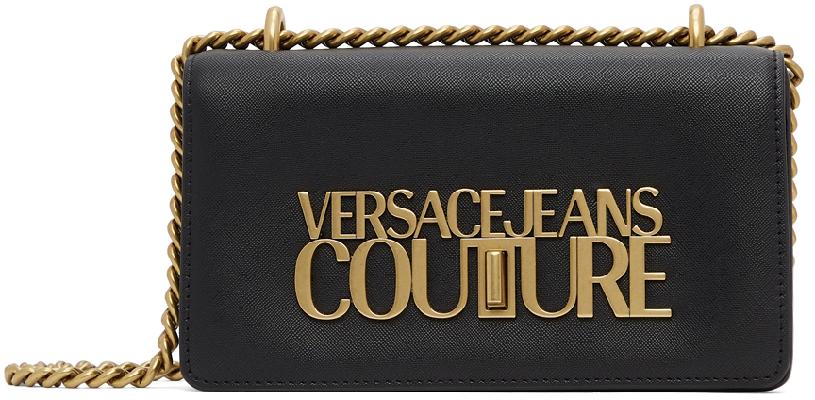 Versace Jeans Couture Black Logo Lock Bag