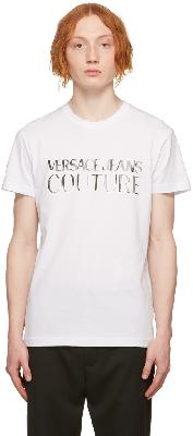 Versace Jeans Couture White & Silver Logo Print T-Shirt