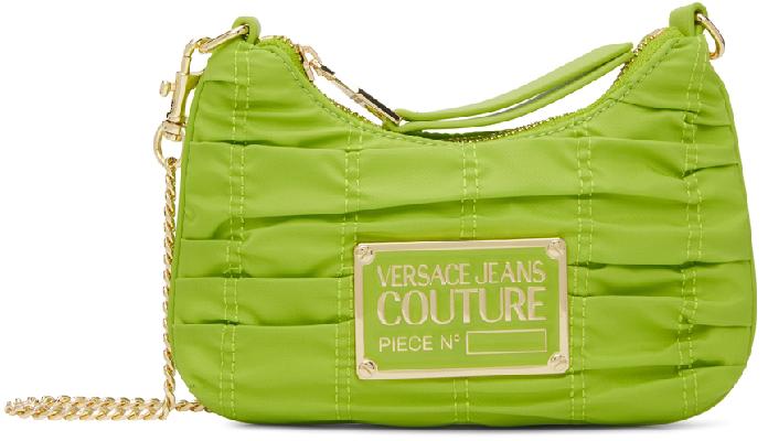 Versace Jeans Couture Green Nylon Crunchy Plaque Bag