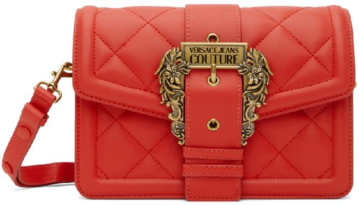 Versace Jeans Couture Red Quilted Buckle Bag