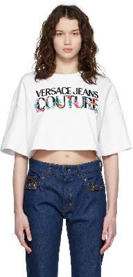 Versace Jeans Couture White Cropped Flower Logo T-Shirt