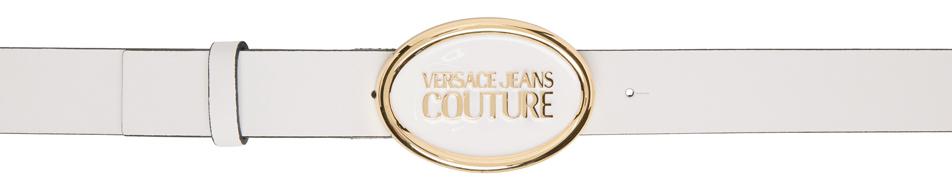 Versace Jeans Couture White Logo Buckle Belt