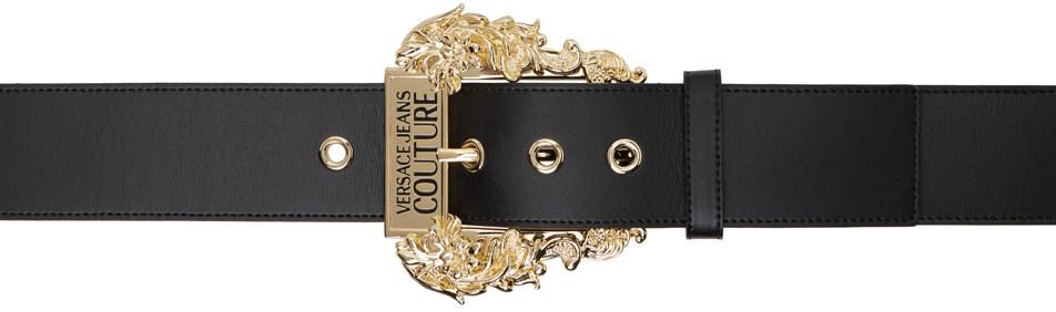 Versace Jeans Couture Black & Gold Couture1 Leather Belt
