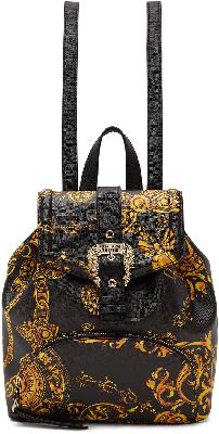 Versace Jeans Couture Black Baroque Buckle Backpack
