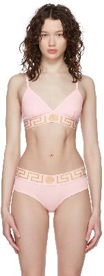 Versace Underwear Pink Greca Border Thin Strap Triangle Bra