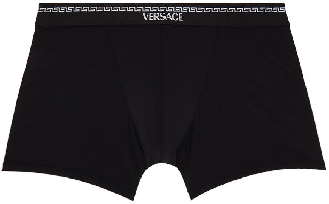 Versace Underwear Black Logo Trunk Boxers