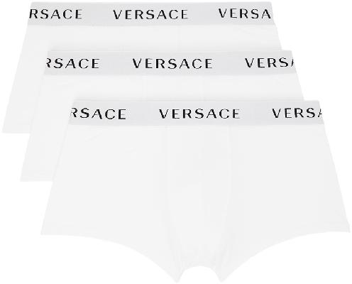 Versace Underwear Three-Pack White Trunk Boxers