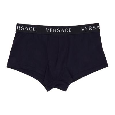 Versace Underwear Navy Logo Band Boxer Briefs