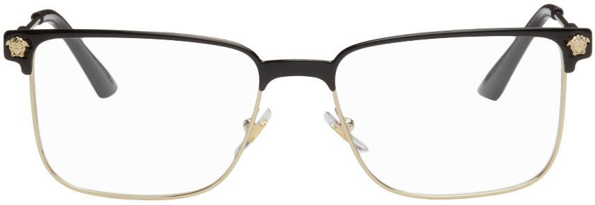 Versace Black & Gold Rectangle Glasses