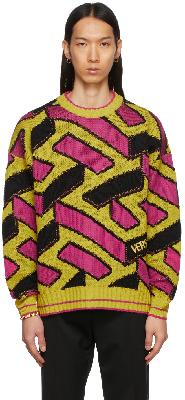 Versace Yellow & Pink La Greca Sweater